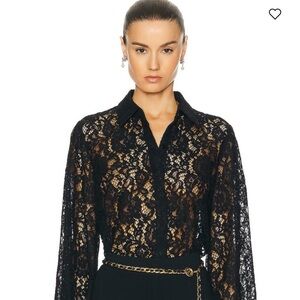 L'AGENCE Chic Black Lace Blouse